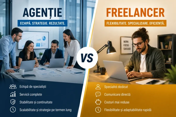 Agenție vs Freelancer – Ghid complet pentru alegerea celei mai bune soluții pentru afacerea ta