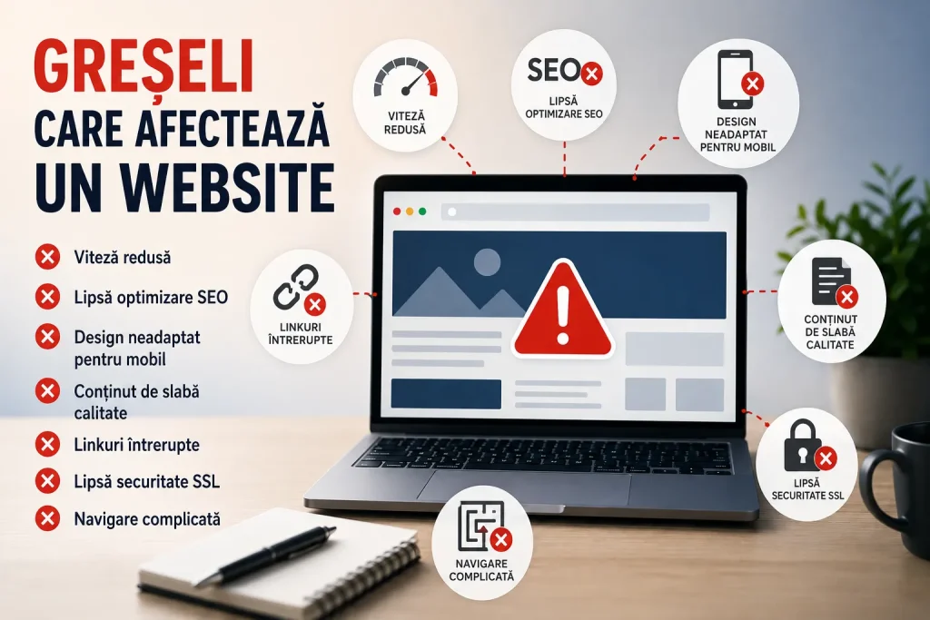 Greșeli care afectează un website