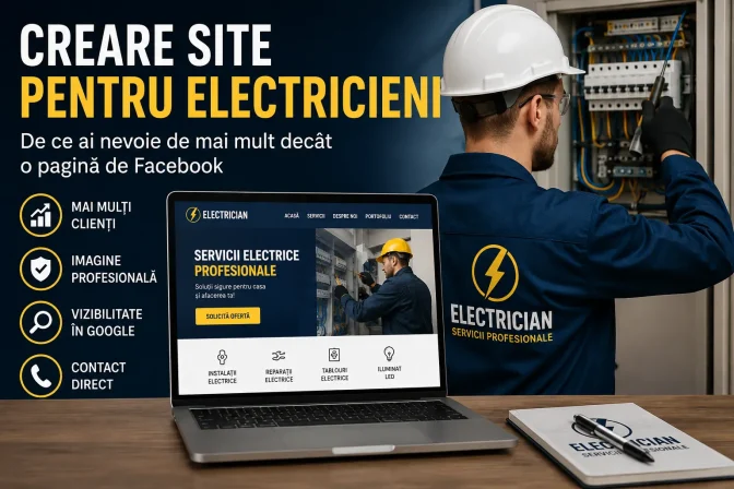 Creare site pentru electricieni: de ce ai nevoie de mai mult decât o pagină de Facebook pentru a atrage clienți