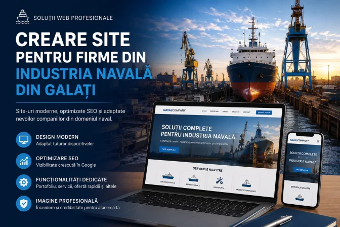 Creare site pentru firme din industria navală din Galați – Soluții profesionale pentru creșterea afacerii în mediul online
