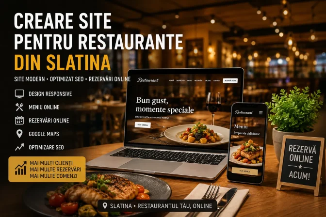 Creare site pentru restaurante din Slatina – Ghid complet pentru un restaurant care atrage mai mulți clienți și crește vânzările
