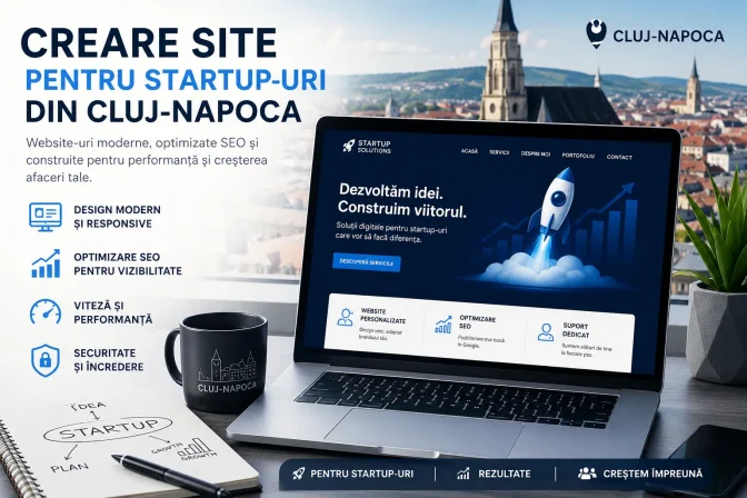 Creare site pentru startup-uri din Cluj-Napoca – Ghid complet pentru un website care atrage clienți și accelerează dezvoltarea afacerii