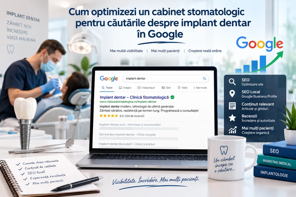 Cum optimizezi un cabinet stomatologic pentru căutările despre implant dentar în Google