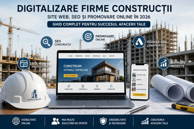 Digitalizare firme construcții: ghid complet pentru site web, SEO și promovare online