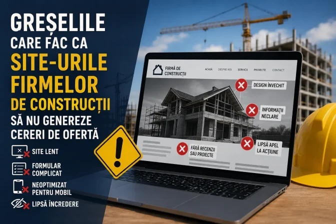 Greșelile care fac ca site-urile firmelor de construcții să nu genereze cereri de ofertă – Ghid complet pentru mai mulți clienți și conversii