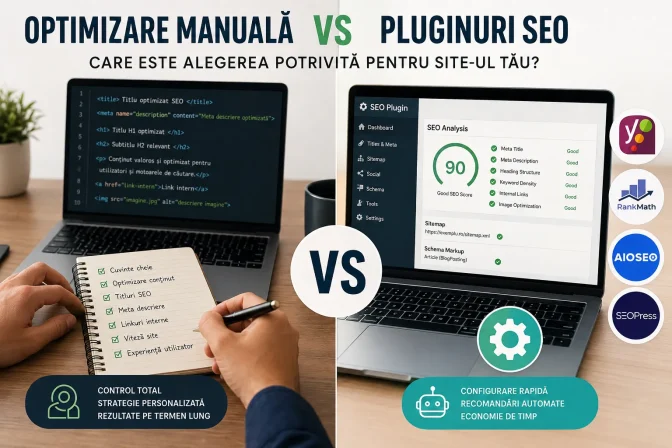 Optimizare manuală vs pluginuri SEO: care este alegerea potrivită pentru un site performant