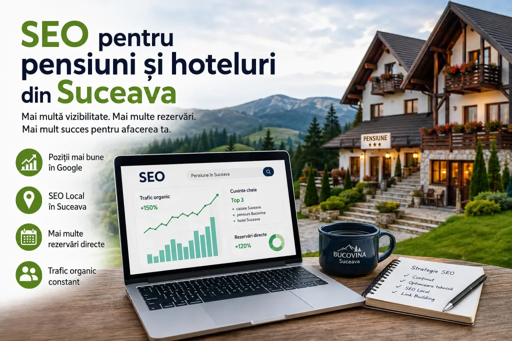 SEO pentru pensiuni și hoteluri din Suceava