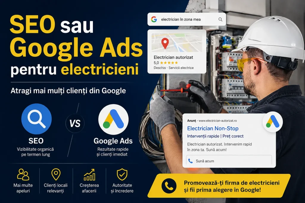 SEO sau Google Ads pentru electricieni