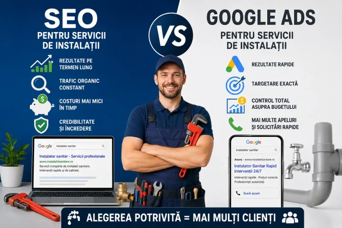 SEO vs Google Ads pentru servicii de instalații – ce alegi pentru promovare?