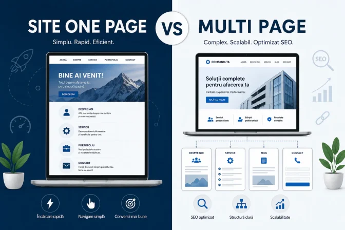 Site One Page vs Multi Page – Avantaje, dezavantaje și cum alegi varianta potrivită