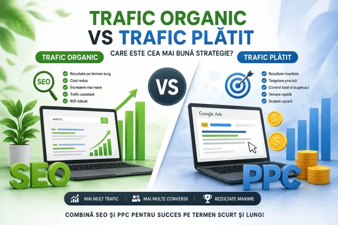 Trafic organic vs trafic plătit: Care este cea mai bună strategie pentru creșterea afacerii online