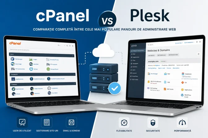 cPanel vs Plesk – comparație completă, avantaje, dezavantaje și alegerea potrivită pentru găzduirea web