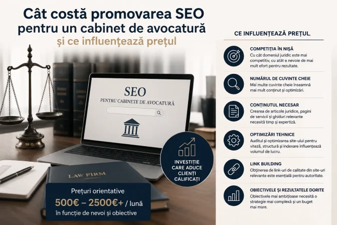 Cât costă promovarea SEO pentru un cabinet de avocatură și ce influențează prețul – Ghid complet al costurilor și factorilor de preț