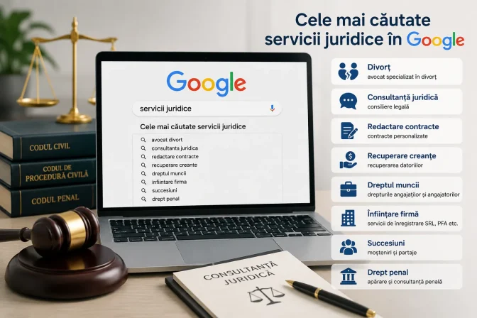 Cele mai căutate servicii juridice în Google: cum le optimizezi SEO pentru mai multe solicitări de clienți