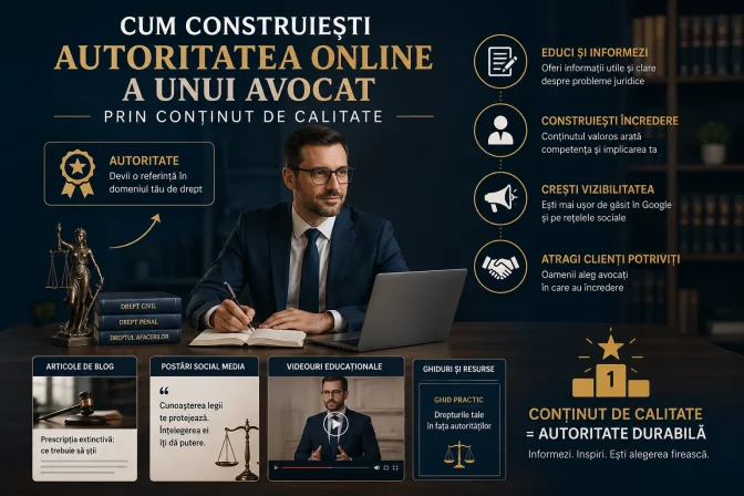 Cum construiești autoritatea online a unui avocat prin conținut de calitate – Ghid complet pentru o prezență digitală puternică