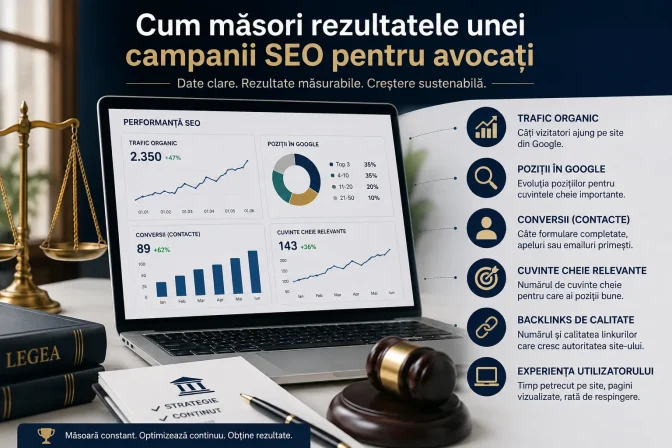 Cum măsori rezultatele unei campanii SEO pentru avocați: indicatorii care contează cu adevărat