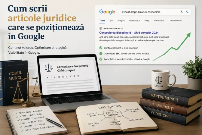 Cum scrii articole juridice care se poziționează în Google – Ghid complet pentru conținut SEO eficient