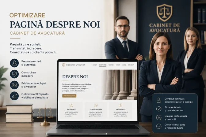 Optimizare pagină Despre Noi cabinet de avocatură – Ghid complet pentru încredere, conversii și poziționare în Google